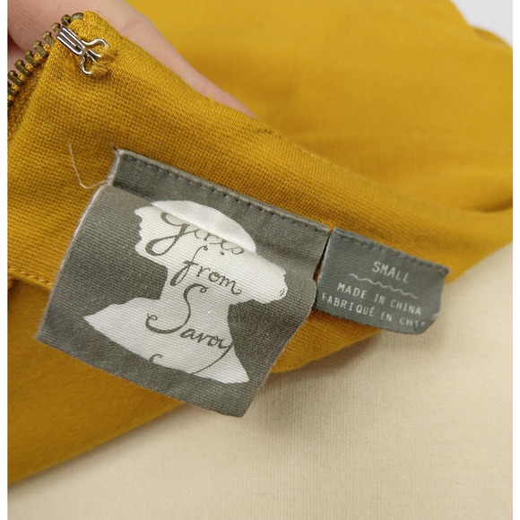 Anthropologie Girls From Savoy Fluted Goldenrod Ponte Dress Size S ASO Yellow - Picture 7 of 8